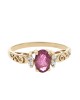Ruby and Diamond Open Scroll Accent Ring in Yellow Gold